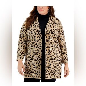 Kasper woman leopard cardigan coat